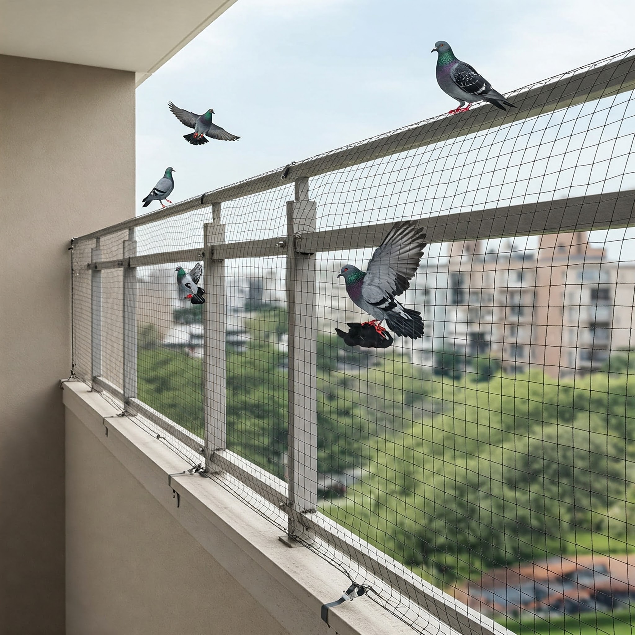 Netz Gegen Tauben Am Balkon